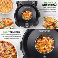 Elektrická pec na pizzu NutriChef s 30 cm kamennou doskou, 1200 W, do 426 °C, horný/spodný ohrev, regulácia teploty, vyberateľný tanier, s príslušenstvom, čierna 4