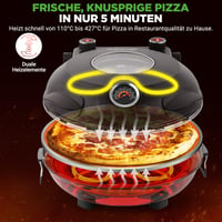 Elektrická pec na pizzu NutriChef s 30 cm kamennou doskou, 1200 W, do 426 °C, horný/spodný ohrev, regulácia teploty, vyberateľný tanier, s príslušenstvom, čierna 2