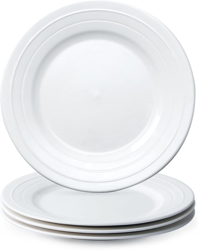 NUTRIUPS 27cm Fehér Kerámia Tányér Szett 4 Személyre, Jantar és Pasta Tányér