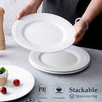 NUTRIUPS 27cm Fehér Kerámia Tányér Szett 4 Személyre, Jantar és Pasta Tányér 4