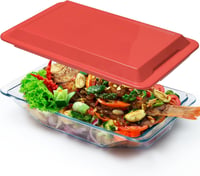 NUTRIUPS 3.8L Lasagne Sütőtál Boroszilikát Üveggel, Fedővel, 38,6x24,2cm 1