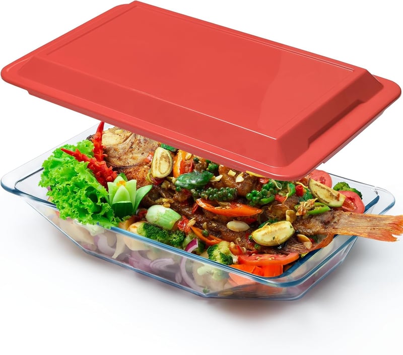 NUTRIUPS 3.8L Lasagne Sütőtál Boroszilikát Üveggel, Fedővel, 38,6x24,2cm