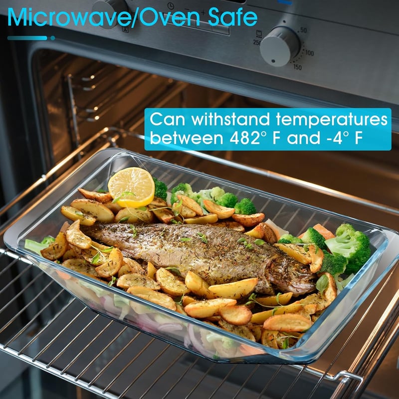 NUTRIUPS 3.8L Lasagne Sütőtál Boroszilikát Üveggel, Fedővel, 38,6x24,2cm