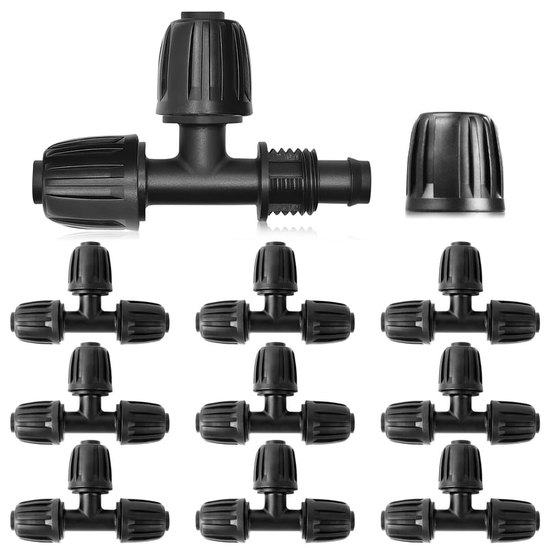 Nuyoah 1/2 Colos Micro Drip T Csatlakozó 13mm Öntözőcsatornához Barbed Tee Elosztó