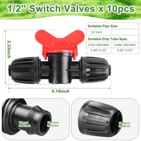 Nuyoah 1/2" Csepegtetőrendszer Zárócsap 10db 13-16mm Csepegtetőcsörhöz Golyóscsap Vízsugár Szabályozó 2