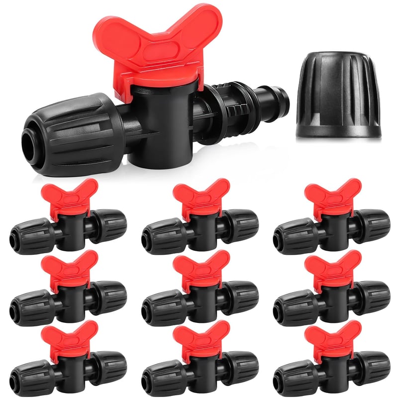 Nuyoah 1/2" Csepegtetőrendszer Zárócsap 10db 13-16mm Csepegtetőcsörhöz Golyóscsap Vízsugár Szabályozó