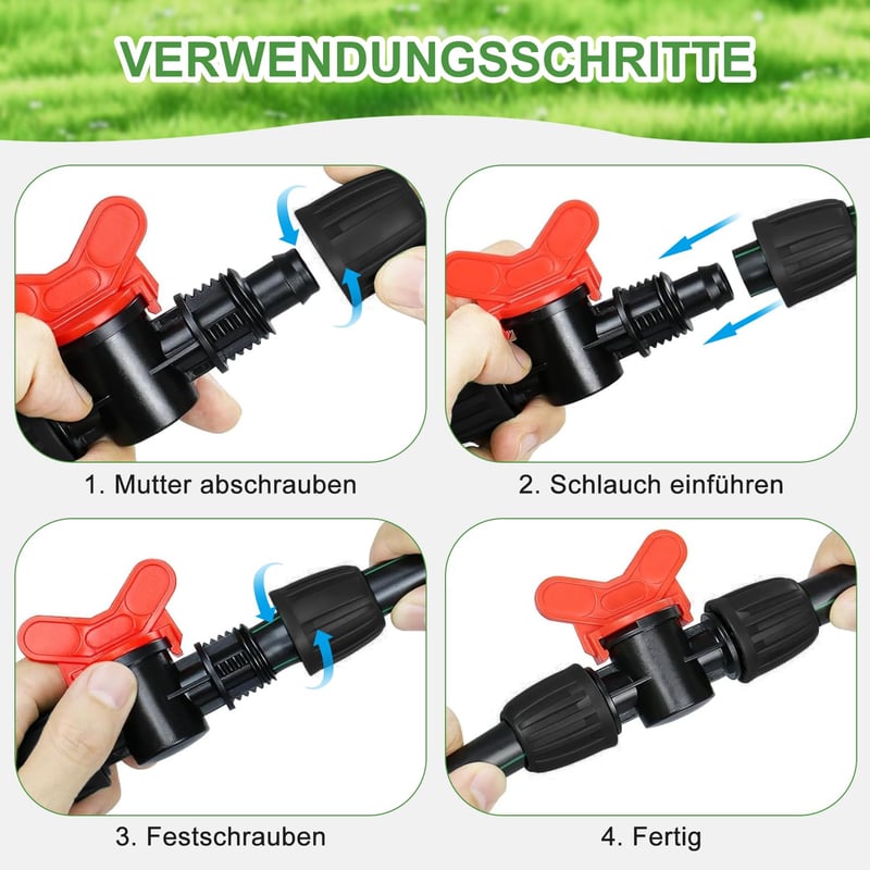 Nuyoah 1/2" Csepegtetőrendszer Zárócsap 10db 13-16mm Csepegtetőcsörhöz Golyóscsap Vízsugár Szabályozó