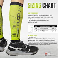 NV Compression lábszár kompressziós harisnya futáshoz, kerékpározáshoz, sporthoz - L-XL (14-19" / 36-48cm), Fluo Yellow/Black Stripes 3