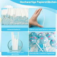 Bețe pentru Cake Pops NVGVUP, 400 bucăți, mâner din hârtie albă, dimensiuni de 8 cm, 10 cm, 12 cm, 15 cm, pentru decorarea prăjiturilor 5