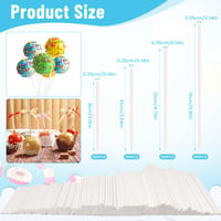 Bețe pentru Cake Pops NVGVUP, 400 bucăți, mâner din hârtie albă, dimensiuni de 8 cm, 10 cm, 12 cm, 15 cm, pentru decorarea prăjiturilor 2