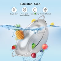 NVIYAM 3 részes rozsdamentes szűrő szett 16/22/28 cm, tészta és rizs szűrő, mosogatógépben mosható 2