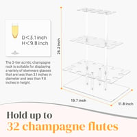 Nynelly 3 szintes pezsgős pohár tartó 32 pohárhoz akril champagne tower 2