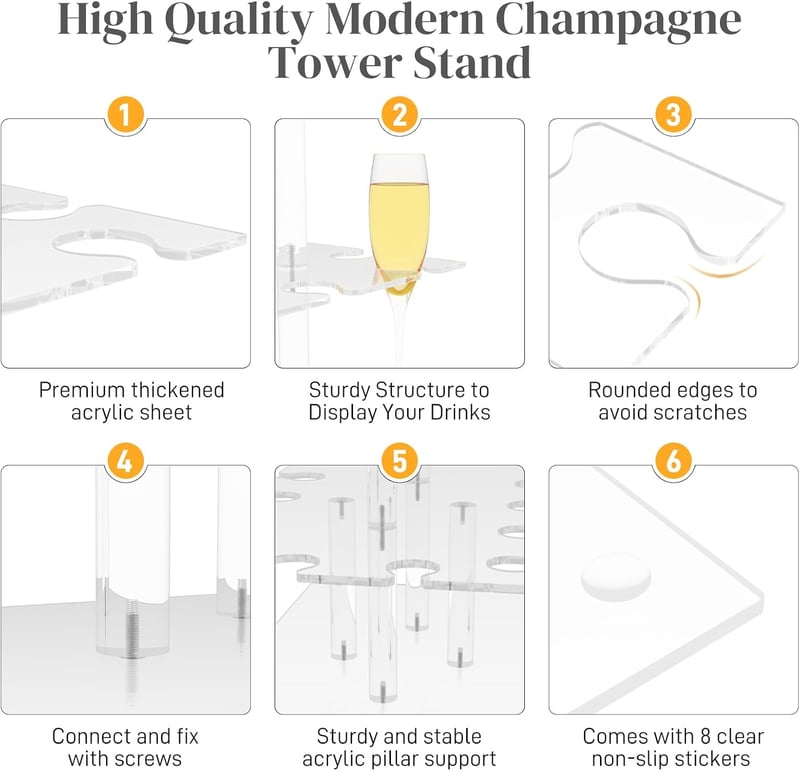 Nynelly 3 szintes pezsgős pohár tartó 32 pohárhoz akril champagne tower