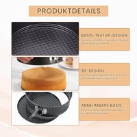 Set 3 Forme de Tort cu Arc NYOSLB - 18 cm / 20 cm / 22 cm, Formă de Copt Rotundă cu Bază Detașabilă, Antiscurgere, pentru Pâine și Tort, Antracit 3