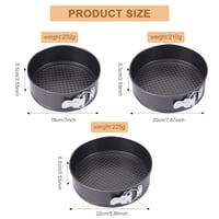 Set 3 Forme de Tort cu Arc NYOSLB - 18 cm / 20 cm / 22 cm, Formă de Copt Rotundă cu Bază Detașabilă, Antiscurgere, pentru Pâine și Tort, Antracit 2