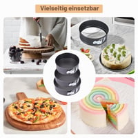 Set 3 Forme de Tort cu Arc NYOSLB - 18 cm / 20 cm / 22 cm, Formă de Copt Rotundă cu Bază Detașabilă, Antiscurgere, pentru Pâine și Tort, Antracit 6