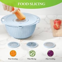 NYSUZHOUJI 4 az 1-ben szűrő tál szett, forgó szűrőtál slicer funkcióval, kék 6