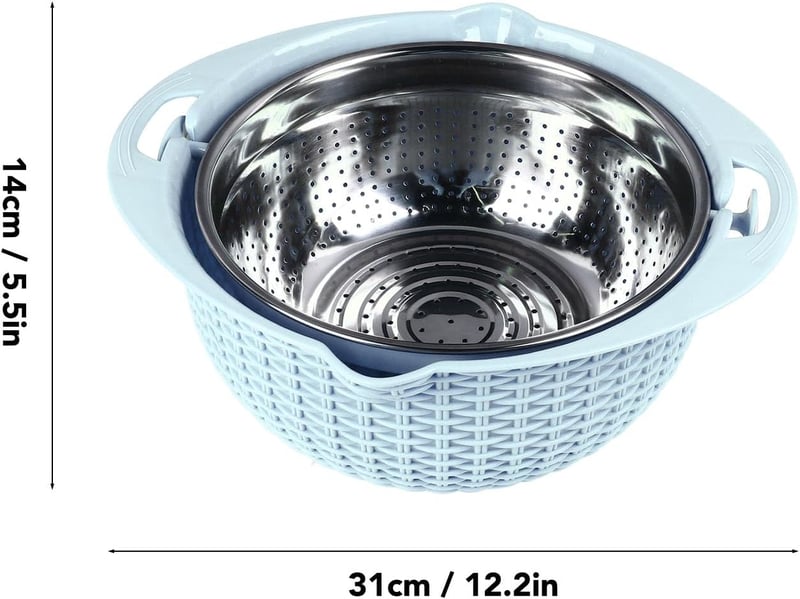 NYSUZHOUJI 4 az 1-ben szűrő tál szett, forgó szűrőtál slicer funkcióval, kék