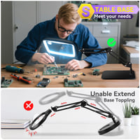 NZQXJXZ Obdĺžniková lupa 10x 30x s lampou a stojanom, 60 LED, 5 režimov svietenia, 4 úrovne jasu, lupa na čítanie bez použitia rúk pre seniorov a klenotníkov 7