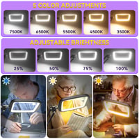 NZQXJXZ Obdĺžniková lupa 10x 30x s lampou a stojanom, 60 LED, 5 režimov svietenia, 4 úrovne jasu, lupa na čítanie bez použitia rúk pre seniorov a klenotníkov 4