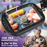 NZQXJXZ Obdĺžniková lupa 10x 30x s lampou a stojanom, 60 LED, 5 režimov svietenia, 4 úrovne jasu, lupa na čítanie bez použitia rúk pre seniorov a klenotníkov 2