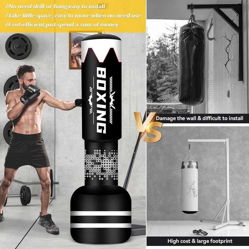 NZQXJXZ 180 cm Álló Boxzsák Edzéshez - Freestanding Punch Bag MMA Muay Thai Edzéshez