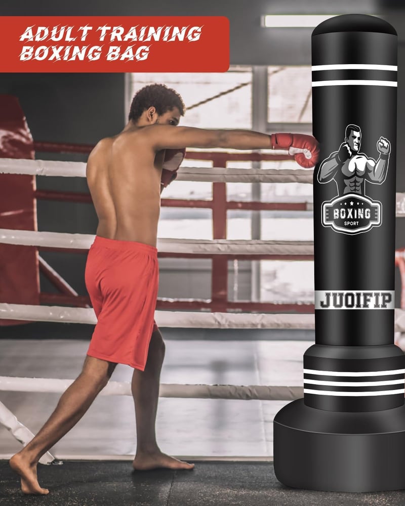 NZQXJXZ 180 cm Álló Boxzsák Felnőtteknek - Nehéz Ütőzsák PVC Anyagból, Vízzel/Homokkal Tölthető Talppal - Kickbox, MMA, Muay Thai, Taekwondo