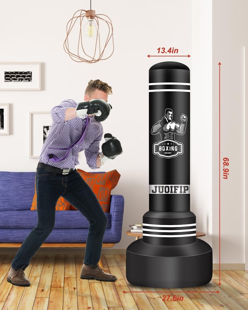NZQXJXZ 180 cm Álló Boxzsák Felnőtteknek - Nehéz Ütőzsák PVC Anyagból, Vízzel/Homokkal Tölthető Talppal - Kickbox, MMA, Muay Thai, Taekwondo