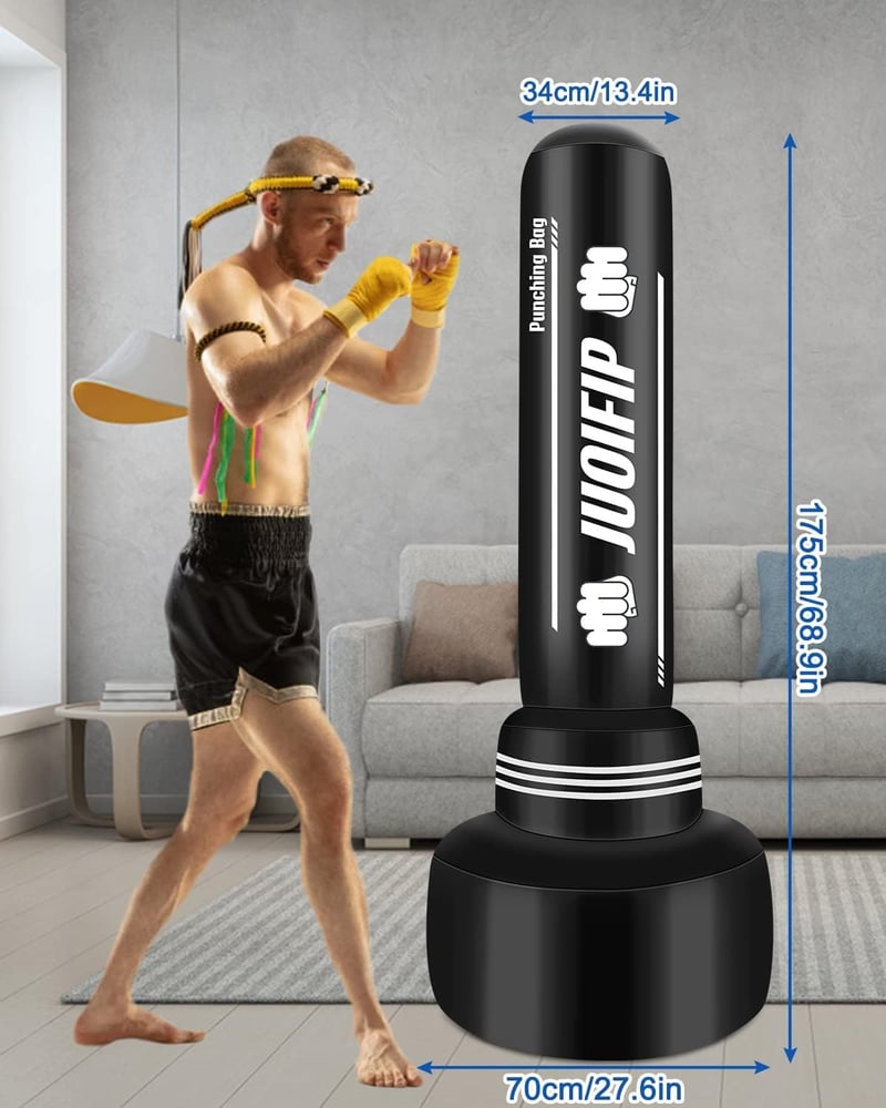 NZQXJXZ 180 cm Felnőtt Szabadon Álló Boxzsák - Felfújható Edzőzsák MMA, Muay Thai és Fitness Edzéshez, PVC Anyagból - b, 180 cm, Punching bag