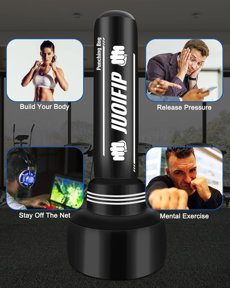 NZQXJXZ 180 cm Felnőtt Szabadon Álló Boxzsák - Felfújható Edzőzsák MMA, Muay Thai és Fitness Edzéshez, PVC Anyagból - b, 180 cm, Punching bag