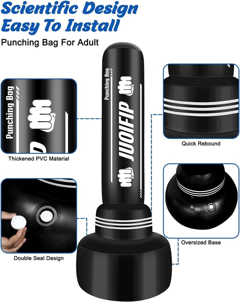 NZQXJXZ 180 cm Felnőtt Szabadon Álló Boxzsák - Felfújható Edzőzsák MMA, Muay Thai és Fitness Edzéshez, PVC Anyagból - b, 180 cm, Punching bag