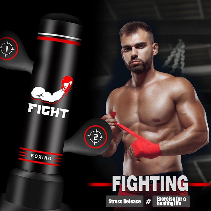 NZQXJXZ 180cm Álló Boxzsák Felnőtteknek Boxkesztyűvel, Pumpa és Reflexlabdával - Style 1