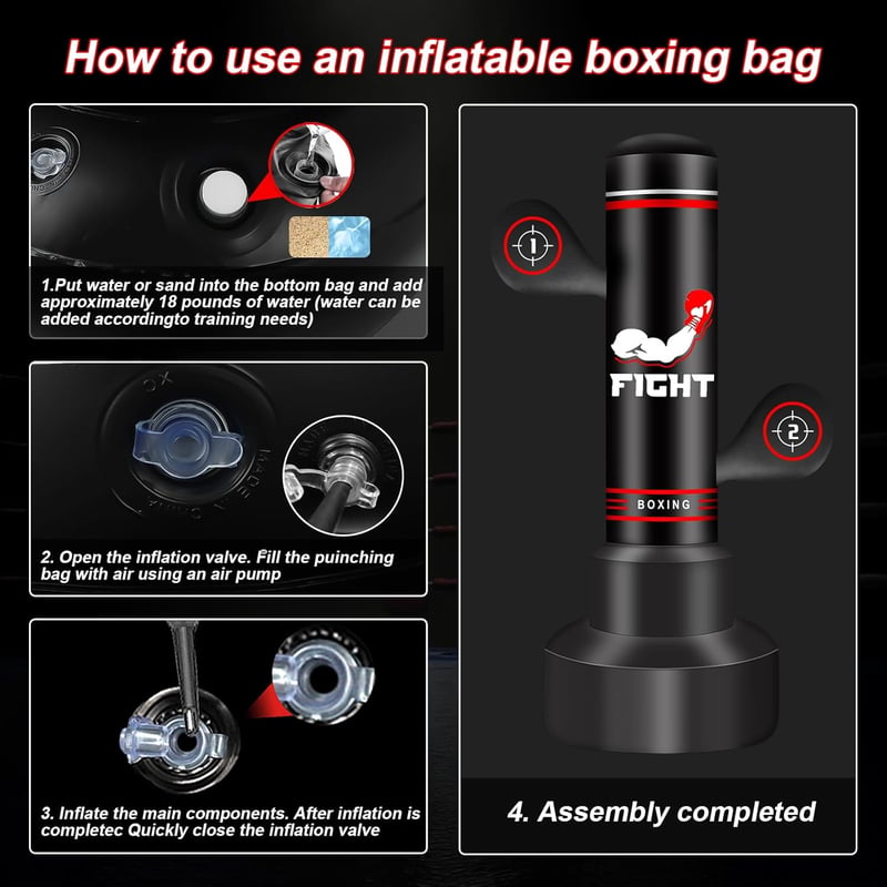 NZQXJXZ 180cm Álló Boxzsák Felnőtteknek Boxkesztyűvel, Pumpa és Reflexlabdával - Style 1