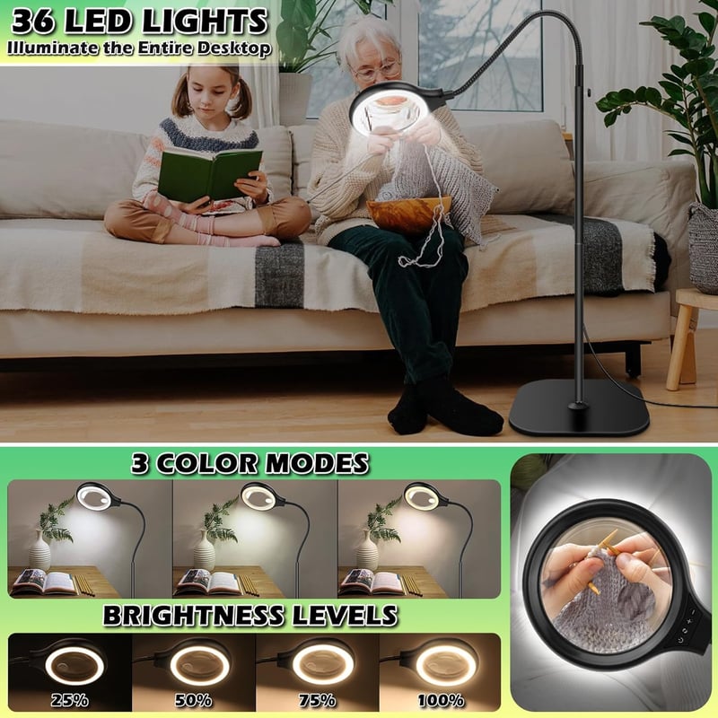 NZQXJXZ 3 az 1-ben nagyítólámpa LED-del, 30x10 nagyítás, rugalmas nyakkal, 36 LED, 3 szín mód