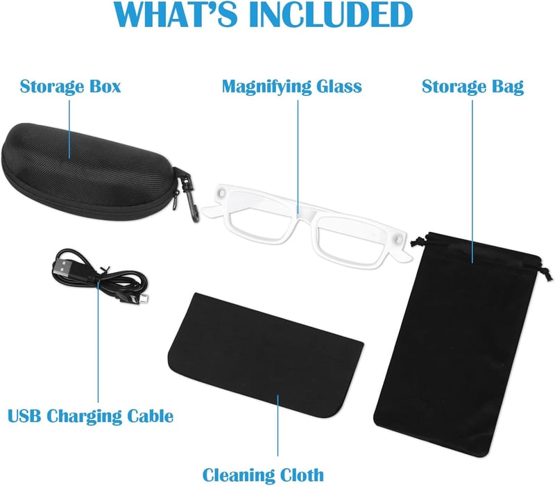 NZQXJXZ 300% nagyítószemüveg LED világítással, USB töltős olvasószemüveg kézmentesen