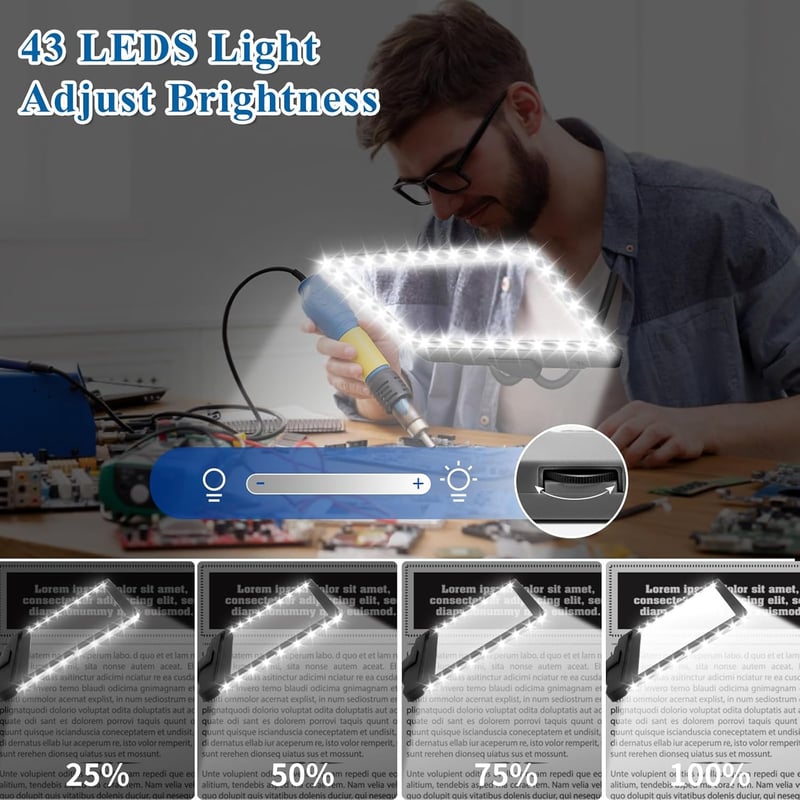NZQXJXZ 5X Nyakba akasztható LED-es nagyító lupa, 43 LED-es hajlítható gooseneck, 24cm olvasólupa