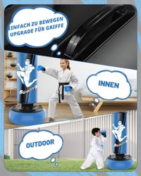NZQXJXZ álló felfújható boxzsák gyerekeknek boxkesztyűkkel - 160 cm - kék 5