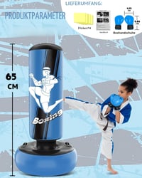 NZQXJXZ álló felfújható boxzsák gyerekeknek boxkesztyűkkel - 160 cm - kék 3