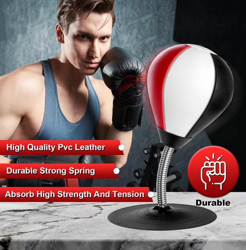 NZQXJXZ Asztali Boxzsák Stresszoldó - Erős Tapadókorongos és Asztali Rögzítésű Punching Ball Irodába, Íróasztalra - Vicces Ajándék Kollégákn
