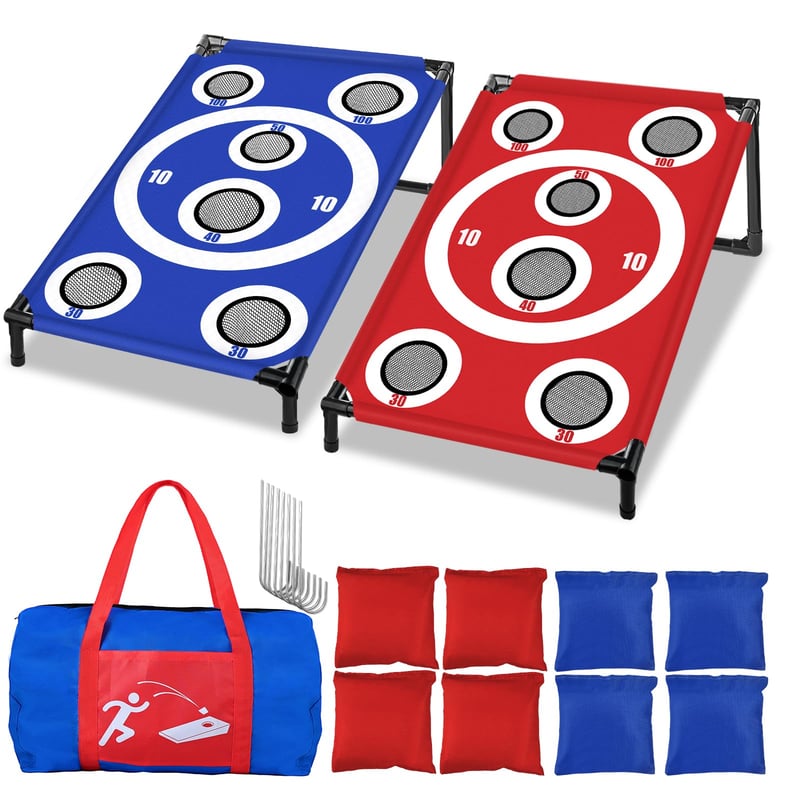 NZQXJXZ Cornhole vonkajšia hra, súprava s 8 vrecúškami a prenosnou taškou, do záhrady, na pláž, kempovanie, pre dospelých a rodiny, 3 x 2 stopy