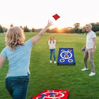 NZQXJXZ Cornhole vonkajšia hra, súprava s 8 vrecúškami a prenosnou taškou, do záhrady, na pláž, kempovanie, pre dospelých a rodiny, 3 x 2 stopy 9