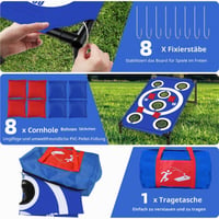 NZQXJXZ Cornhole vonkajšia hra, súprava s 8 vrecúškami a prenosnou taškou, do záhrady, na pláž, kempovanie, pre dospelých a rodiny, 3 x 2 stopy 5