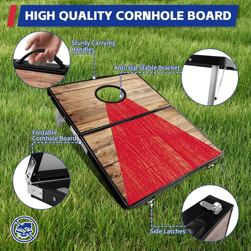 JUOIFIP 3x2 FT Alumínium Cornhole Szett 8 Zsákkal és Táskával