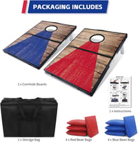 NZQXJXZ Összecsukható Alumínium Cornhole Játék 90x30 cm - Hordozható Dobójáték 8 Zsákkal és Táskával Kertbe, Strandra, Kempingezéshez 6