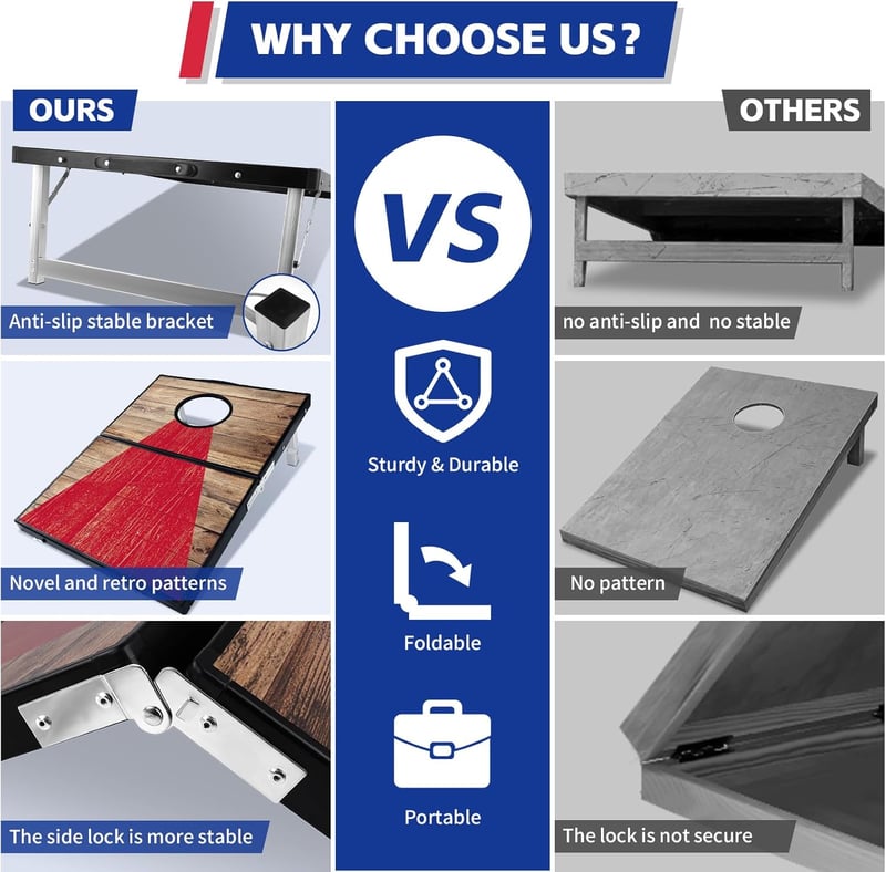 JUOIFIP 3x2 FT Alumínium Cornhole Szett 8 Zsákkal és Táskával
