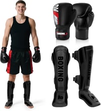 NZQXJXZ Sípcsont Védő 16oz Boxkesztyűvel, Muay Thai Lábvédelem Instep Védelemmel 1