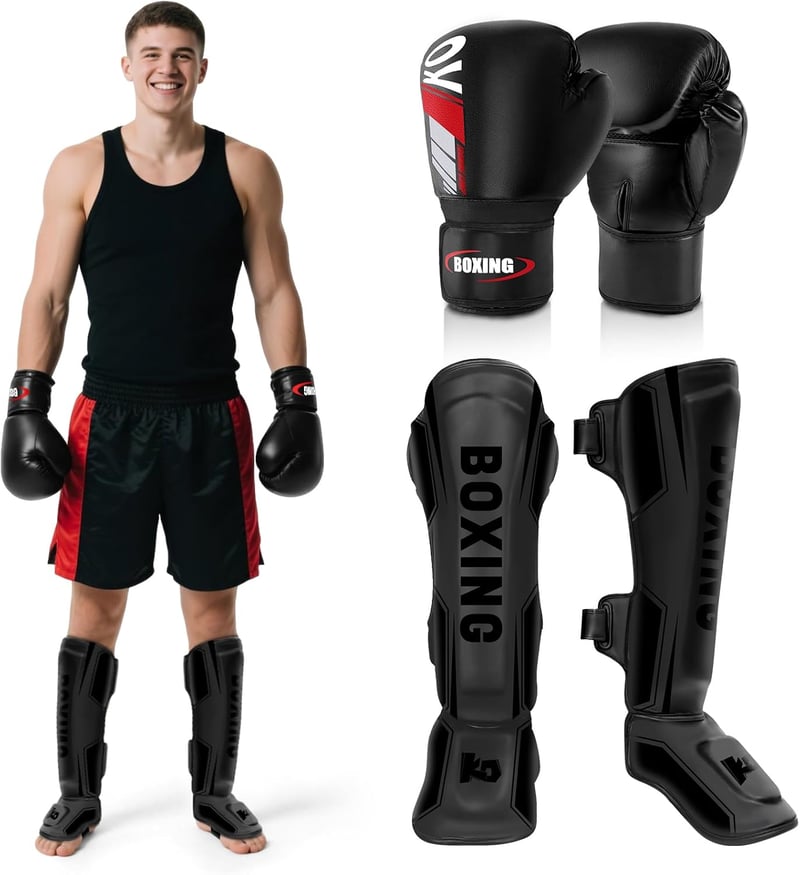 NZQXJXZ Sípcsont Védő 16oz Boxkesztyűvel, Muay Thai Lábvédelem Instep Védelemmel