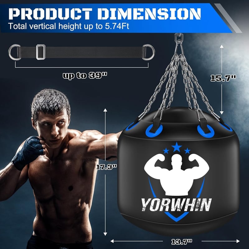 NZQXJXZ Vízzel Tölthető Boxzsák Állítható Fémláncokkal - 44 cm PVC Ütőzsák Felnőtteknek, MMA és Box Edzéshez, Hordozható Kivitel
