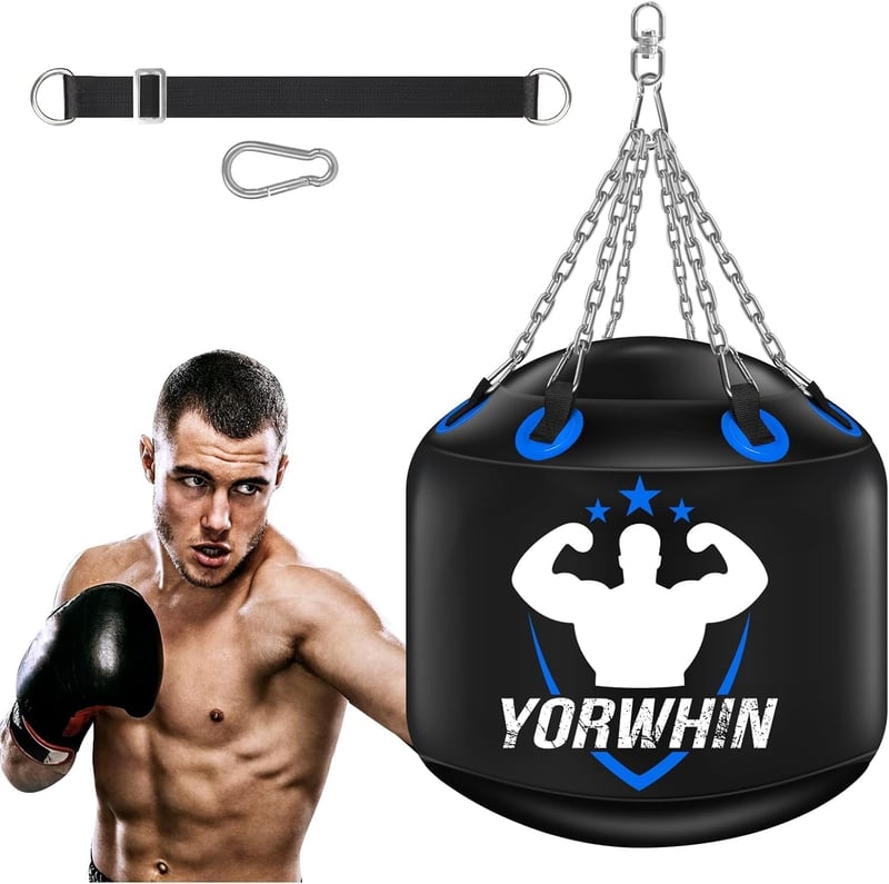 NZQXJXZ Vízzel Tölthető Boxzsák Állítható Fémláncokkal - 44 cm PVC Ütőzsák Felnőtteknek, MMA és Box Edzéshez, Hordozható Kivitel