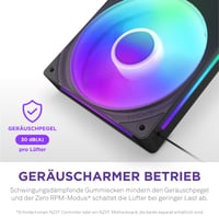 NZXT F360 RGB Core 360 mm RGB ventilátor s jedným rámom – čierny, tri 120 mm RGB ventilátory, ovládanie cez CAM 8